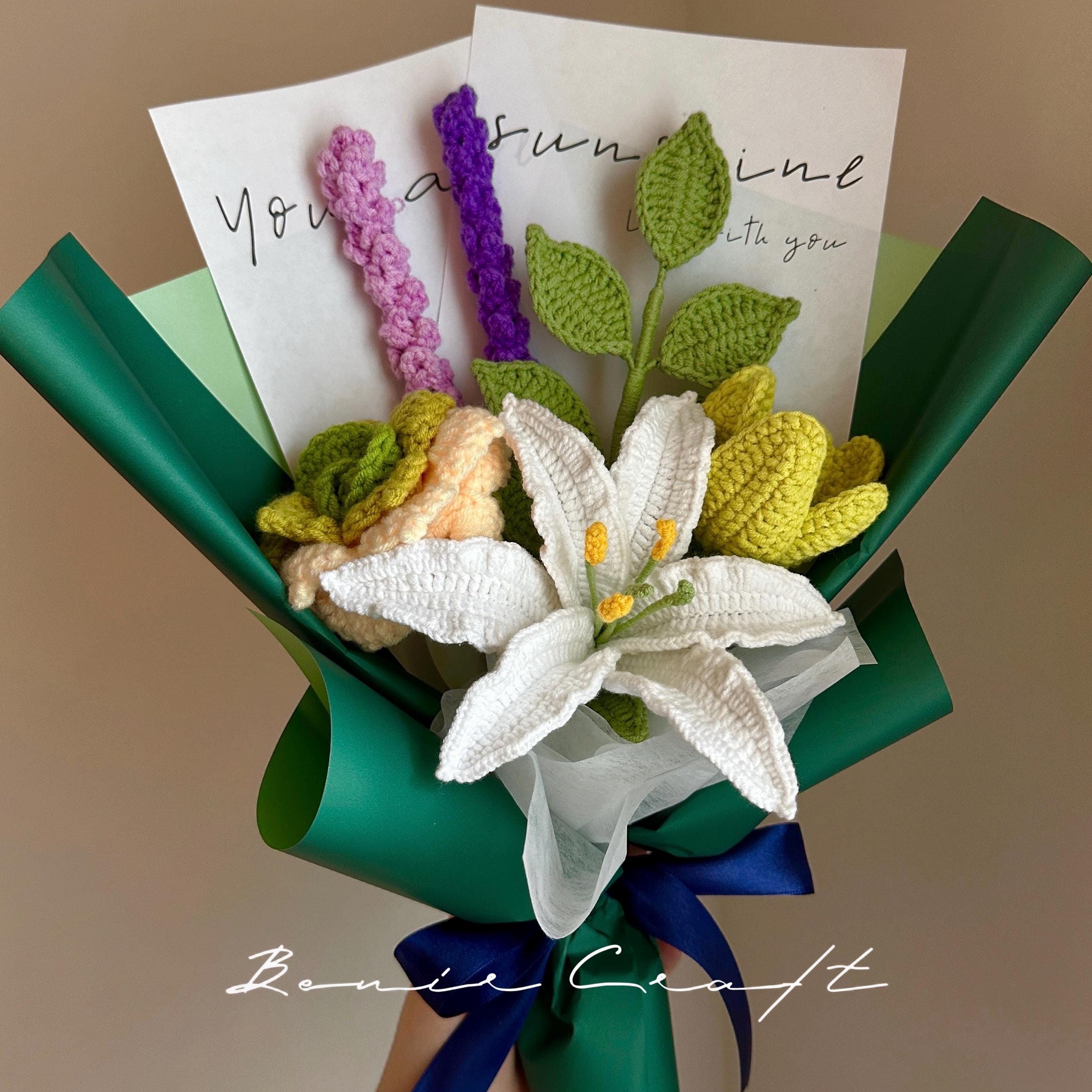 Handmade Crochet Sunflower Bouquet - 8 Styles | Orange Blue Wildflower | Forever Gift - 图片 3