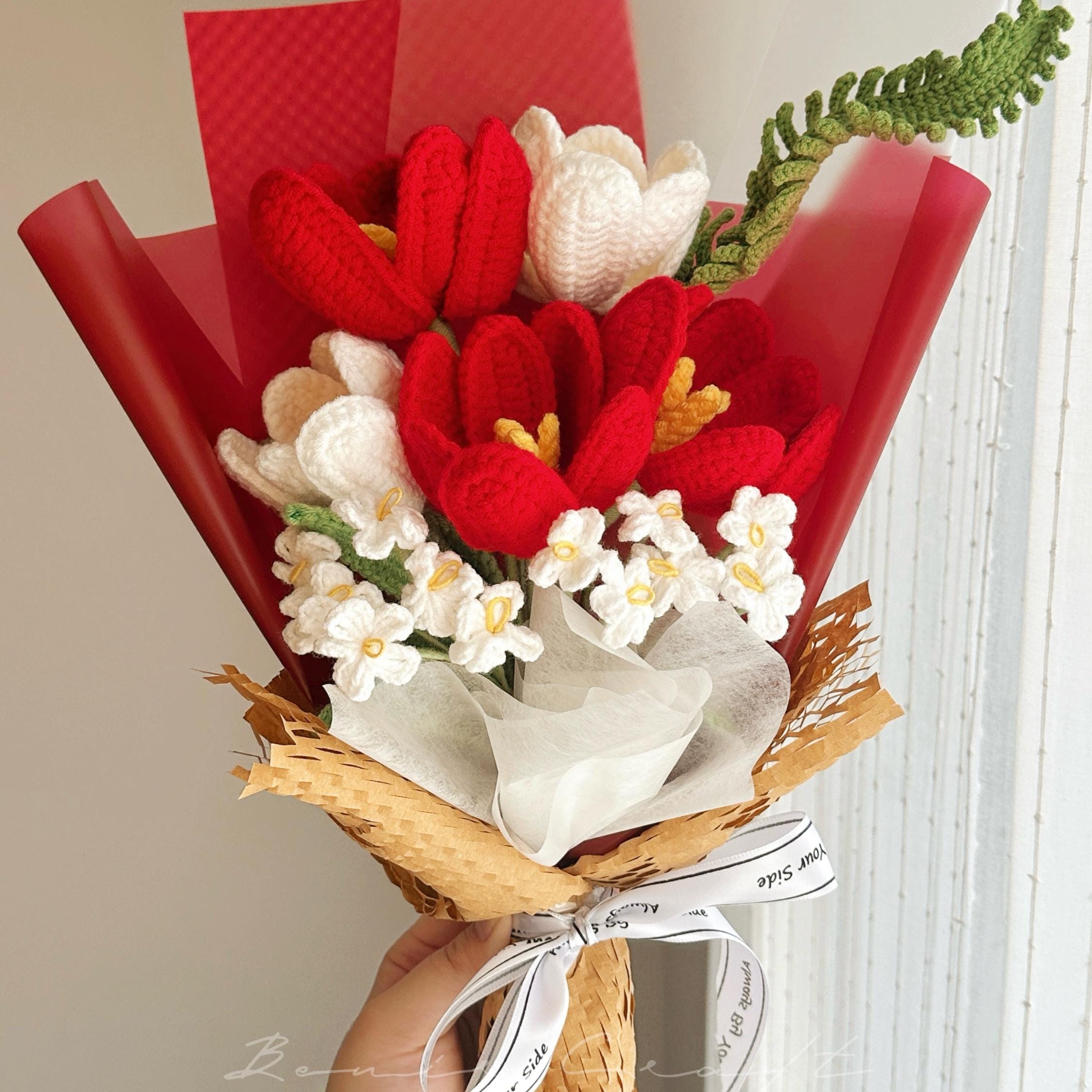 Handmade Crochet Tulip Bouquet - 6 Styles | Rainbow Tulip Colours | Forever Gift - 图片 4