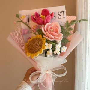 Handmade Crochet Sunflower Bouquet - 9 Styles | Sunflower Peony Lily | Forever Gift