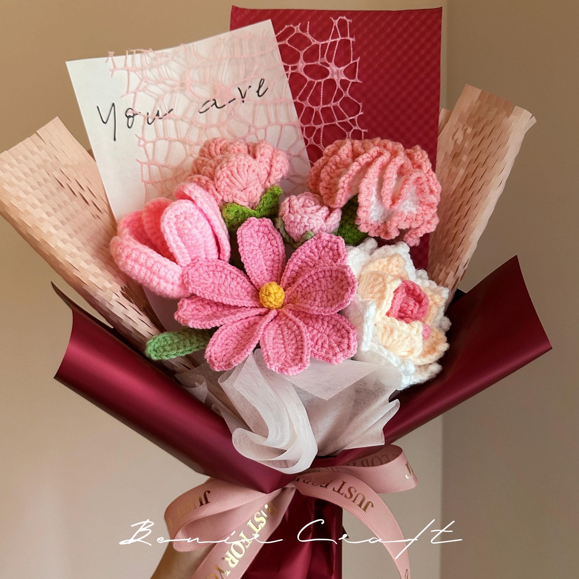 Handmade Crochet Sunflower Bouquet - 9 Styles | Sunflower Peony Lily | Forever Gift - 图片 4