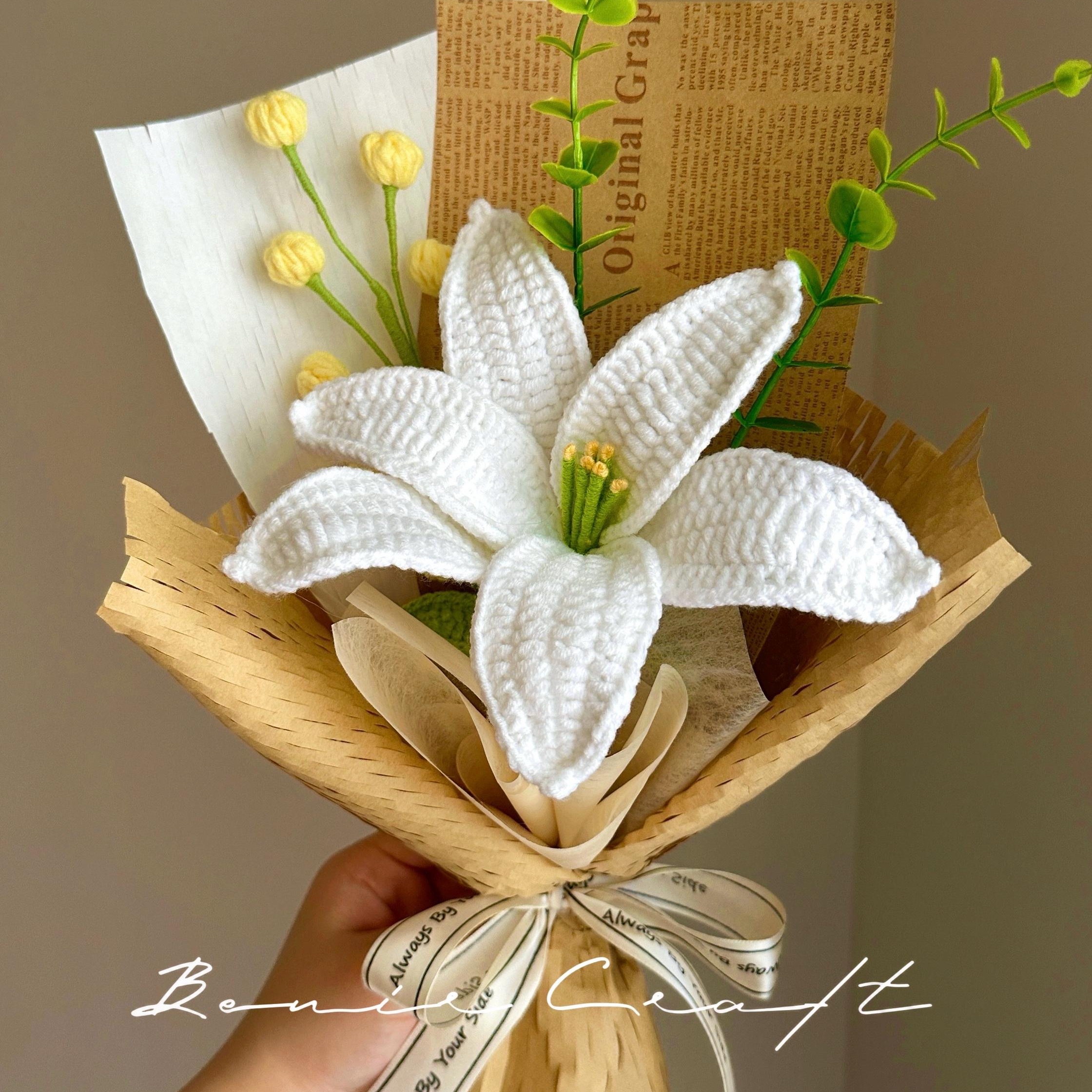 Handmade Crochet Flower Bouquet - 9 Styles | Lily Cosmos Rose Purple | Forever Gift - 图片 8