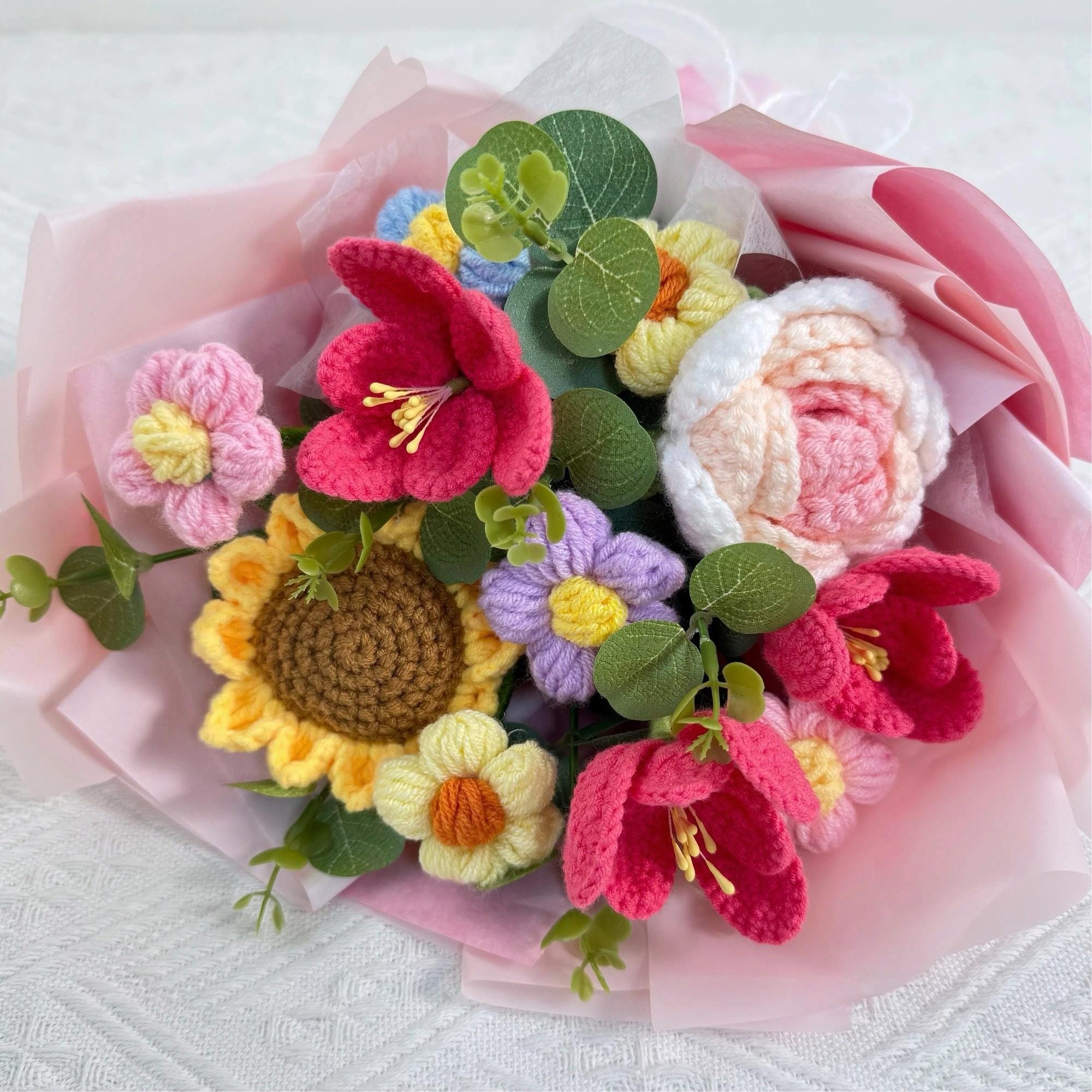 Handmade Crochet Mixed Spring Bouquet – 2 Garden Styles - 图片 3