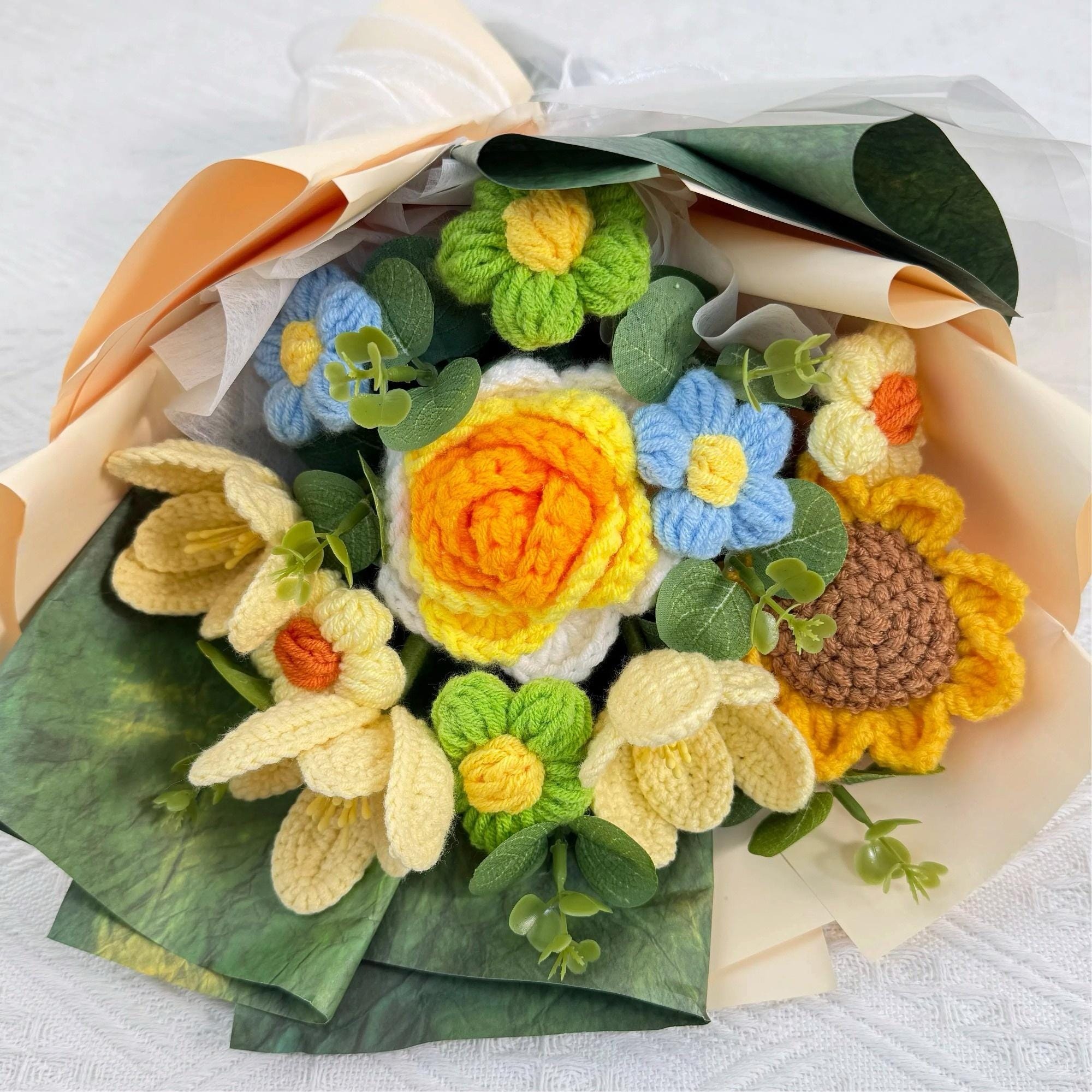 Handmade Crochet Mixed Spring Bouquet – 2 Garden Styles - 图片 4