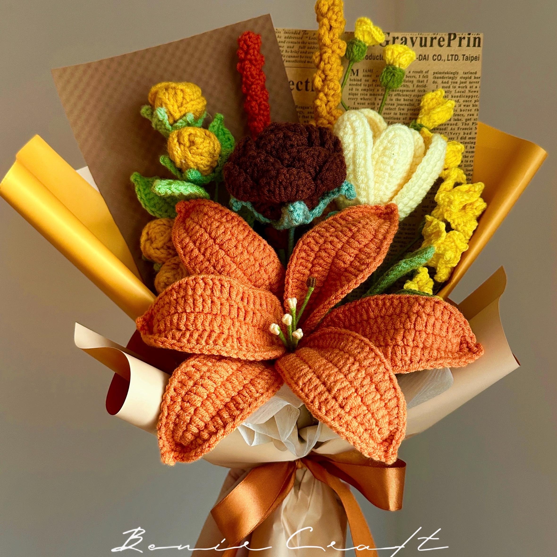 Handmade Crochet Lily Bouquet - 7 Styles | White Orange Blue Lily | Forever Gift - 图片 2