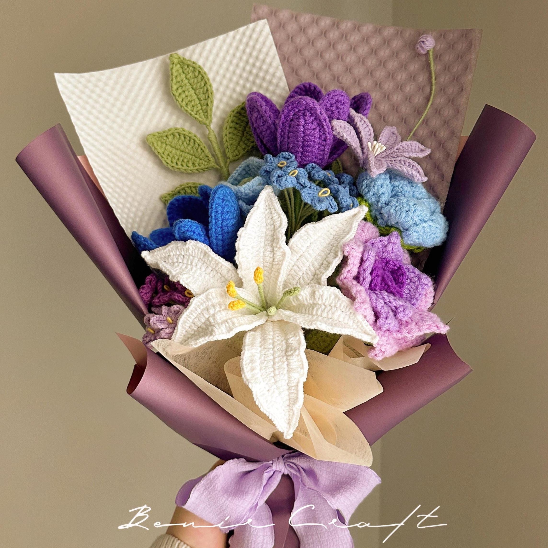 Handmade Crochet Lily Bouquet - 7 Styles | White Orange Blue Lily | Forever Gift - 图片 4