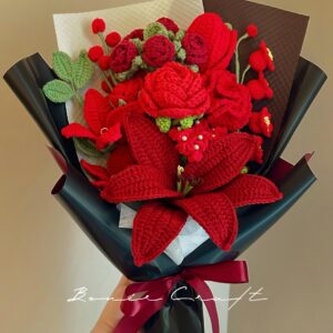 Handmade Crochet Flower Bouquet - 7 Styles | Lily Cosmos Sunflower | Forever Gift