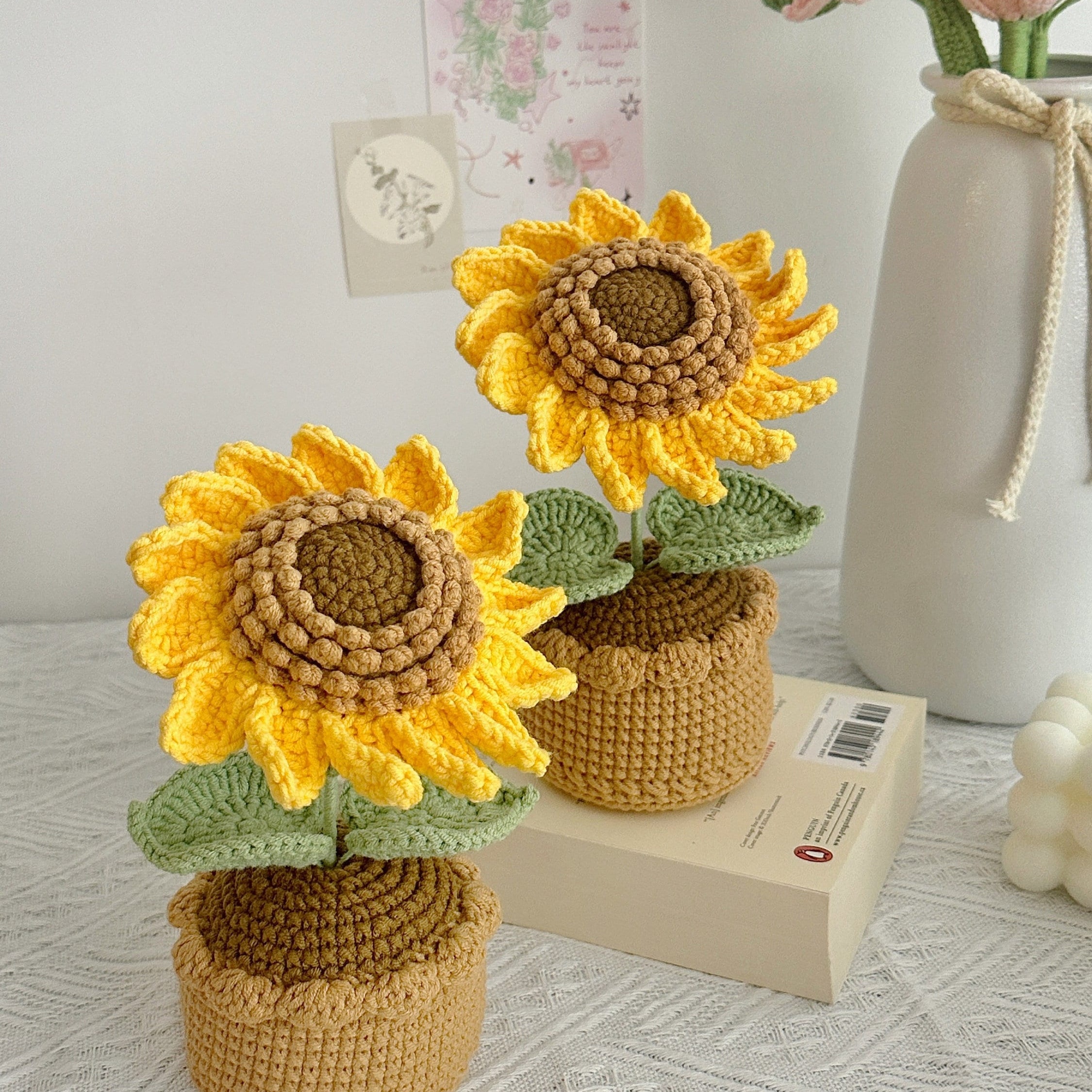 Handmade Crochet Sunflower Pot Plant | Cute Desktop Decor | Forever Gift - 图片 2