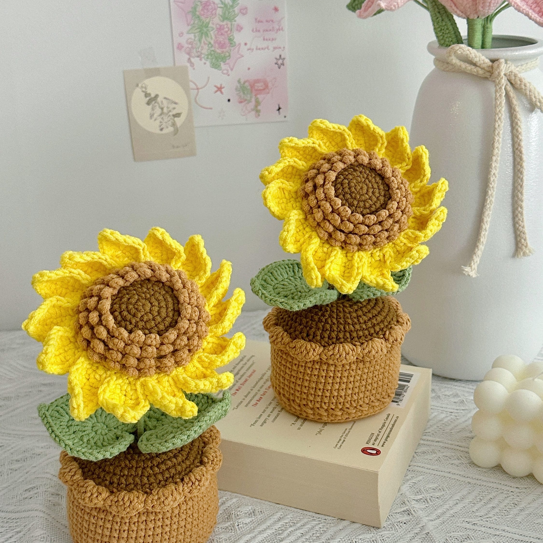 Handmade Crochet Sunflower Pot Plant | Cute Desktop Decor | Forever Gift - 图片 3