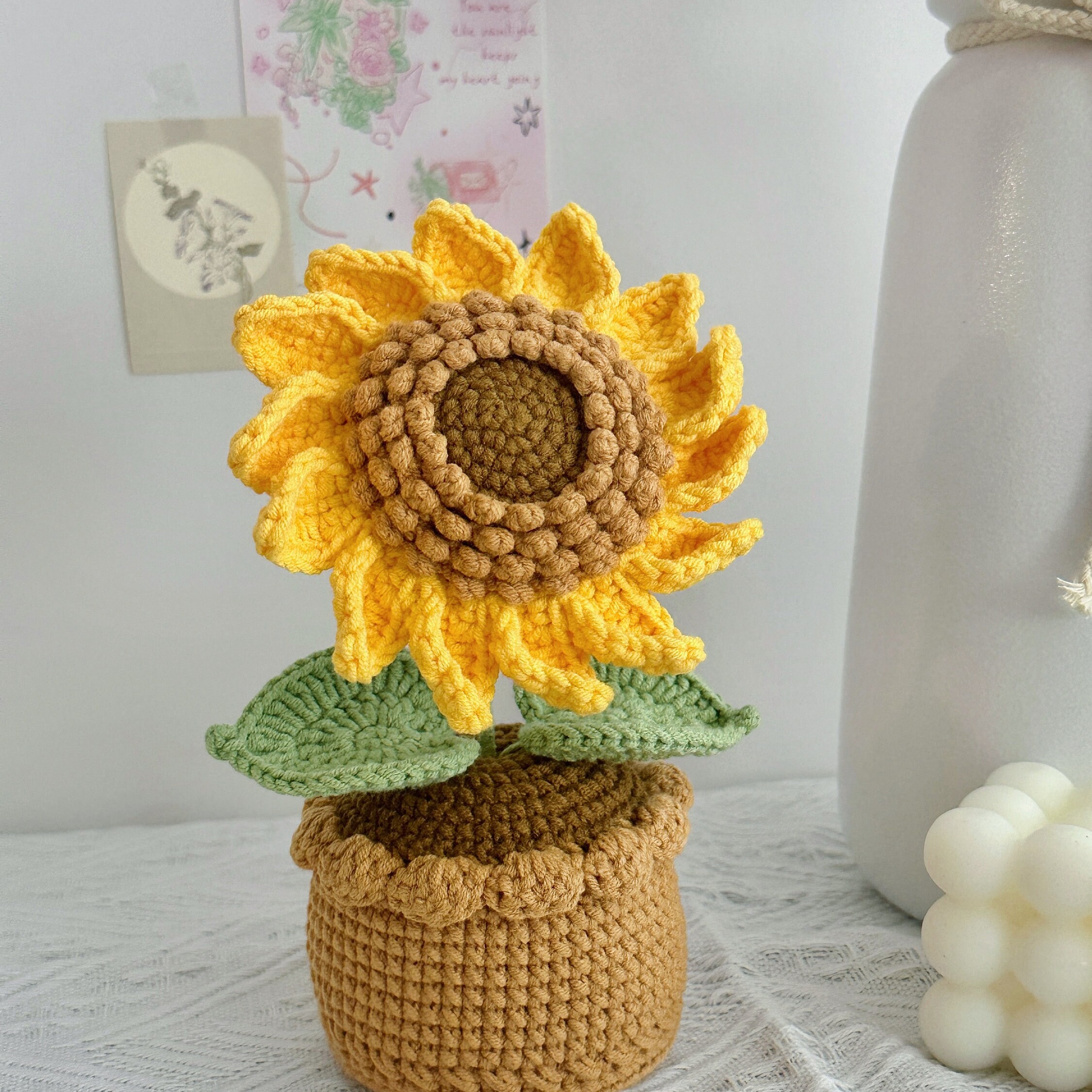 Handmade Crochet Sunflower Pot Plant | Cute Desktop Decor | Forever Gift - 图片 4