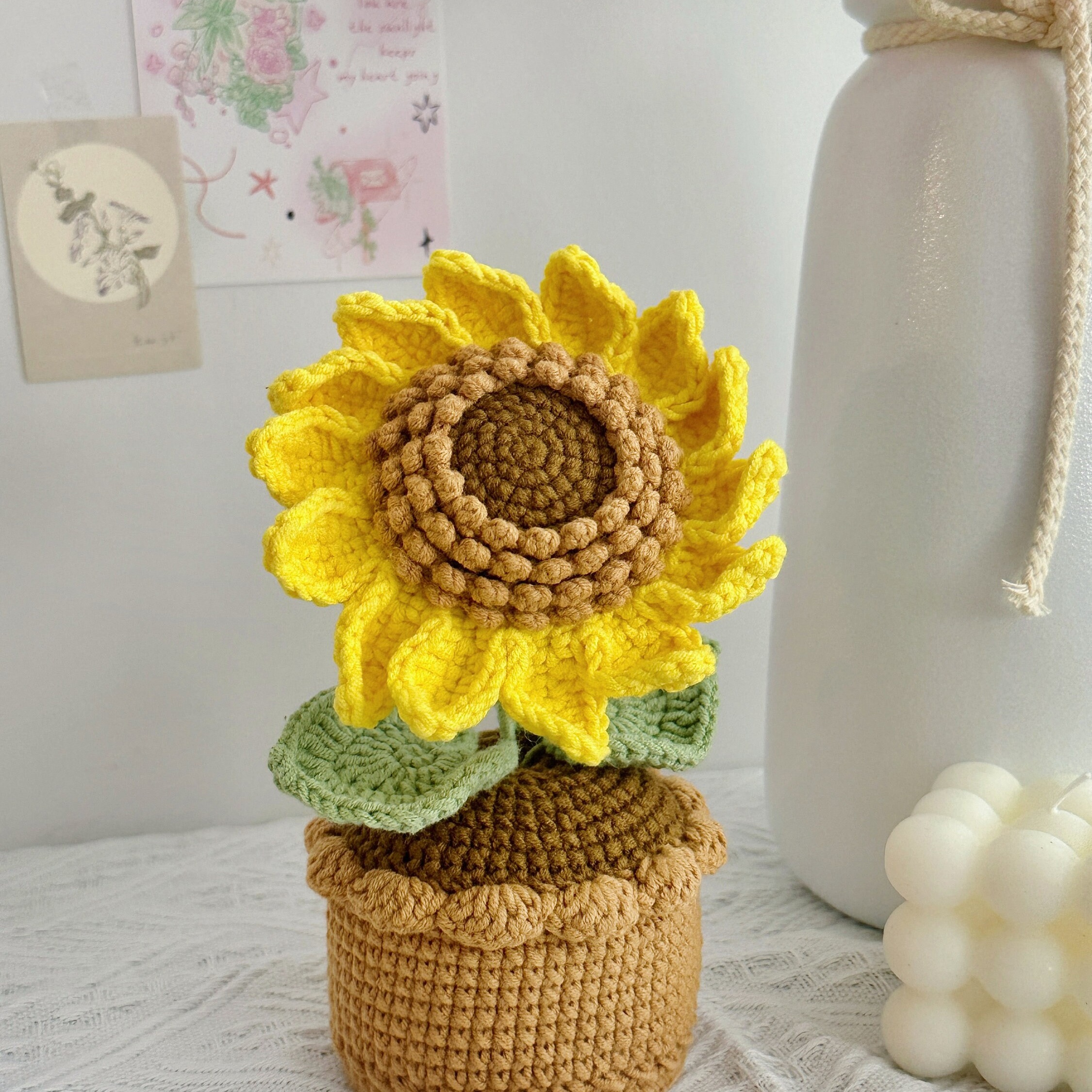 Handmade Crochet Sunflower Pot Plant | Cute Desktop Decor | Forever Gift - 图片 5