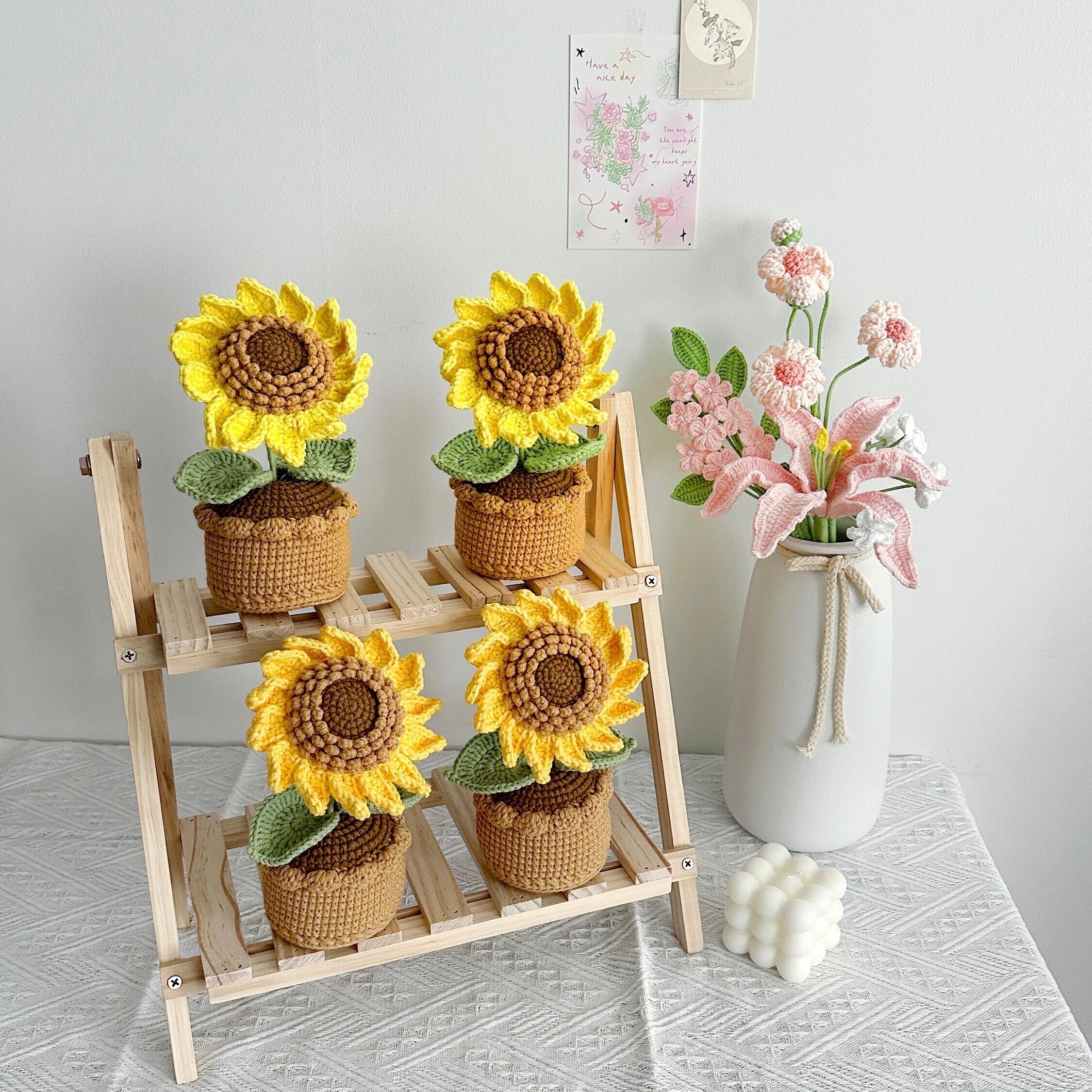 Handmade Crochet Sunflower Pot Plant | Cute Desktop Decor | Forever Gift - 图片 6