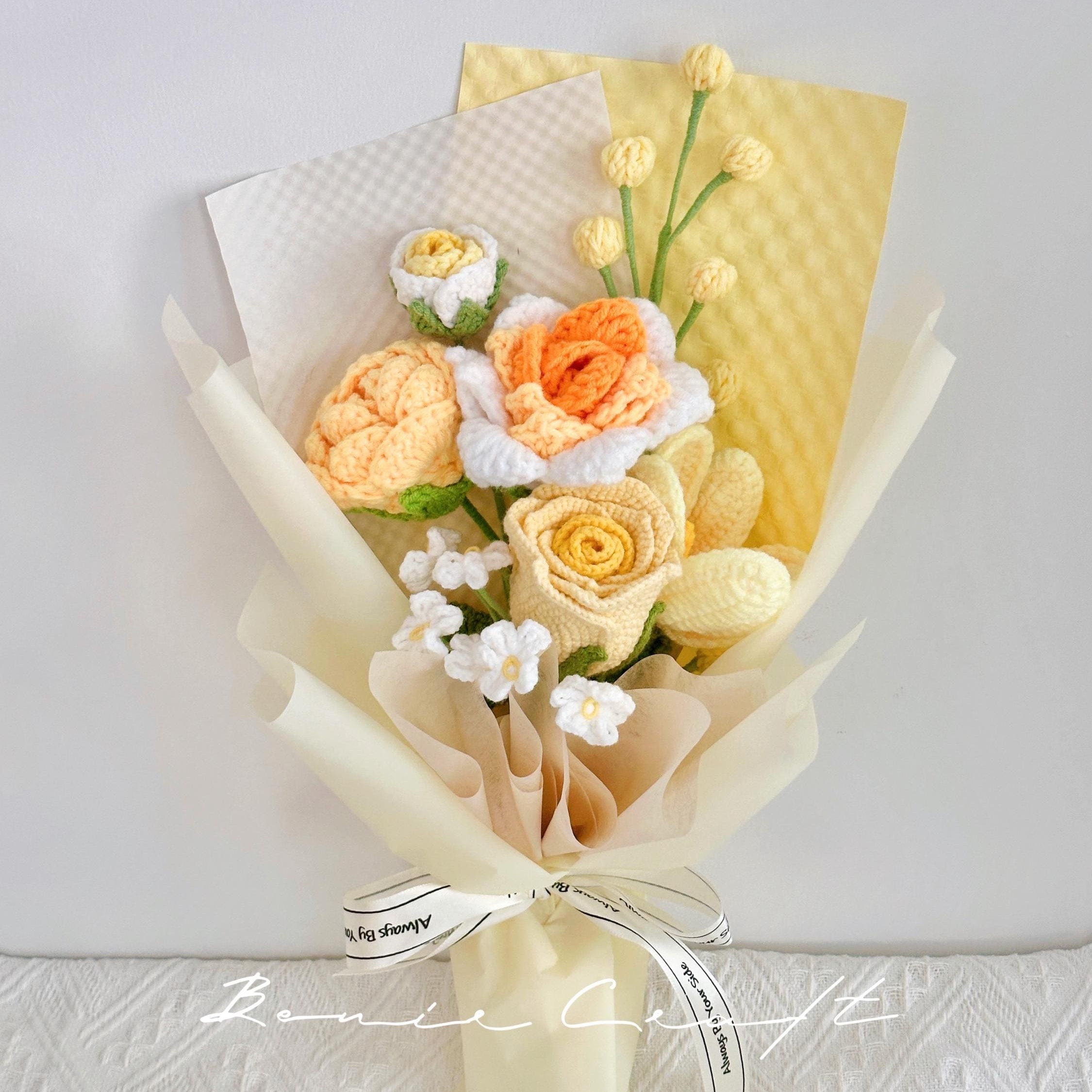 Handmade Crochet Rose Bouquet - 8 Styles | Rose Cosmos Magnolia | Forever Gift - 图片 4