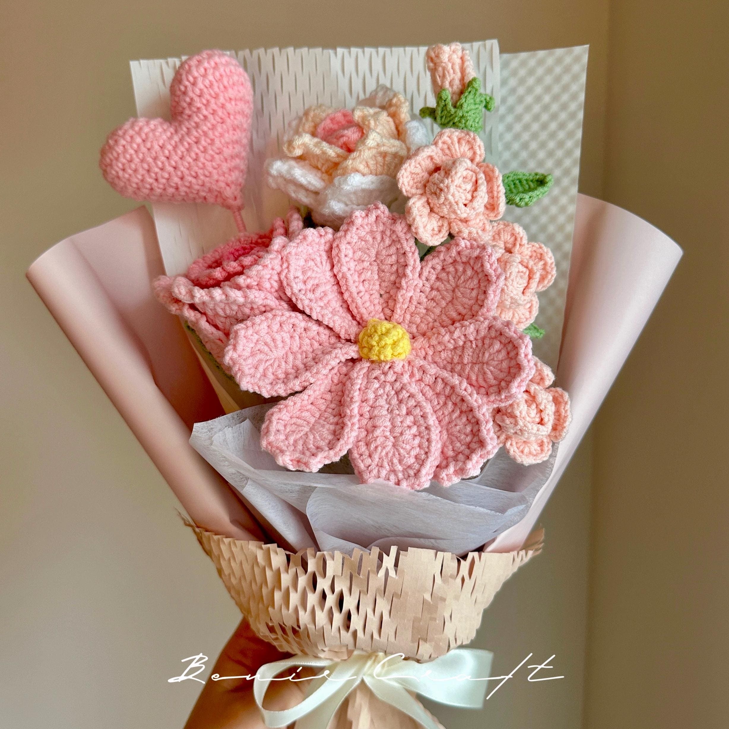 Handmade Crochet Rose Bouquet - 8 Styles | Rose Cosmos Magnolia | Forever Gift - 图片 9