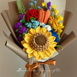 Handmade Crochet Sunflower Bouquet - 8 Styles | Sunflower Orange Cosmos | Forever Gift