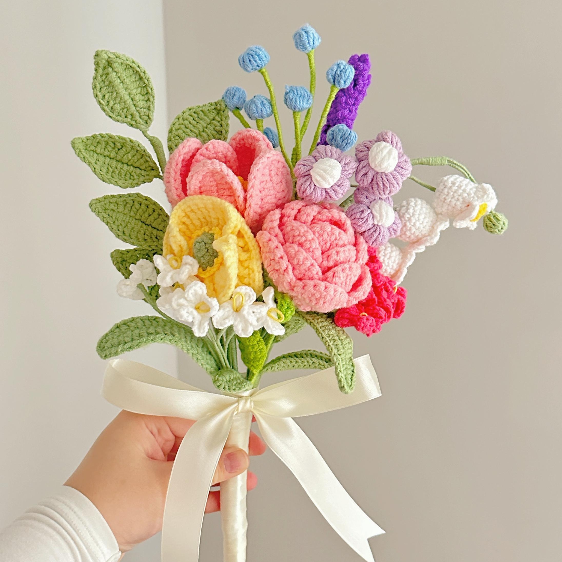 Handmade Crochet Flower Bouquet - 4 Styles | Basket Lily Peony | Forever Gift - 图片 4