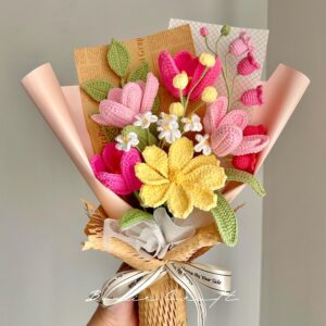 Handmade Crochet Gerbera Tulip Bouquet - 4 Styles | Colourful Gerbera | Forever Gift
