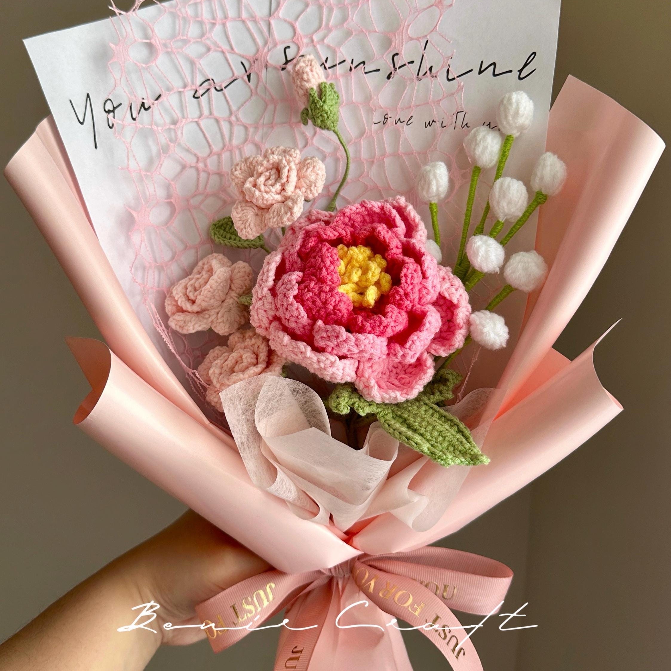 Handmade Crochet Sunflower Bouquet - 8 Styles | Autumn Lily Peony | Forever Gift - 图片 3