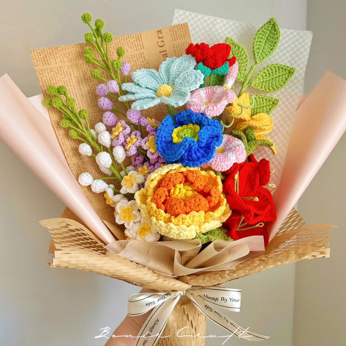 Handmade Crochet Flower Bouquet - 8 Styles | Lily Rose Narcissus | Forever Gift - 图片 3