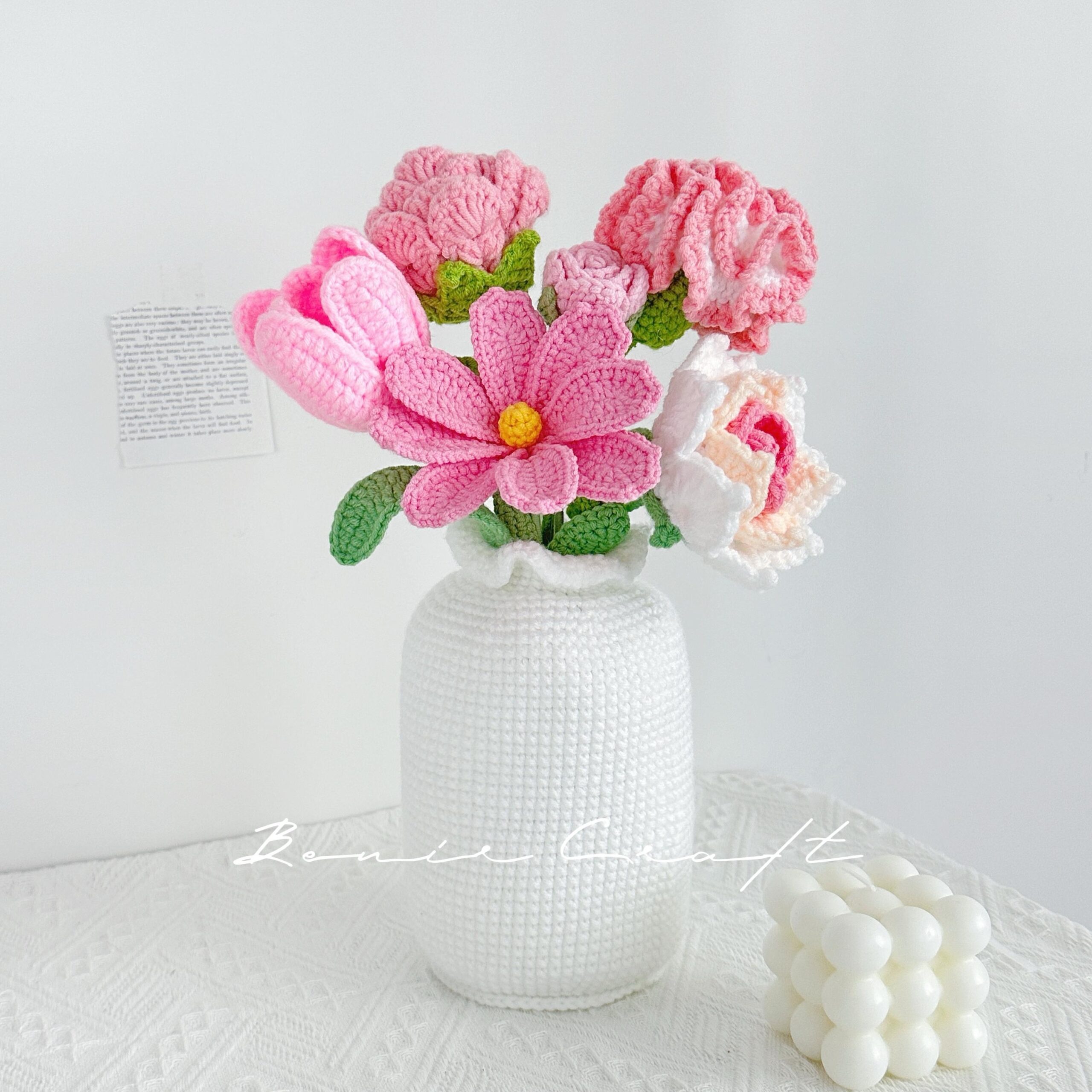 Handmade Crochet Flower Bouquet - 8 Styles | Lily Rose Narcissus | Forever Gift - 图片 10