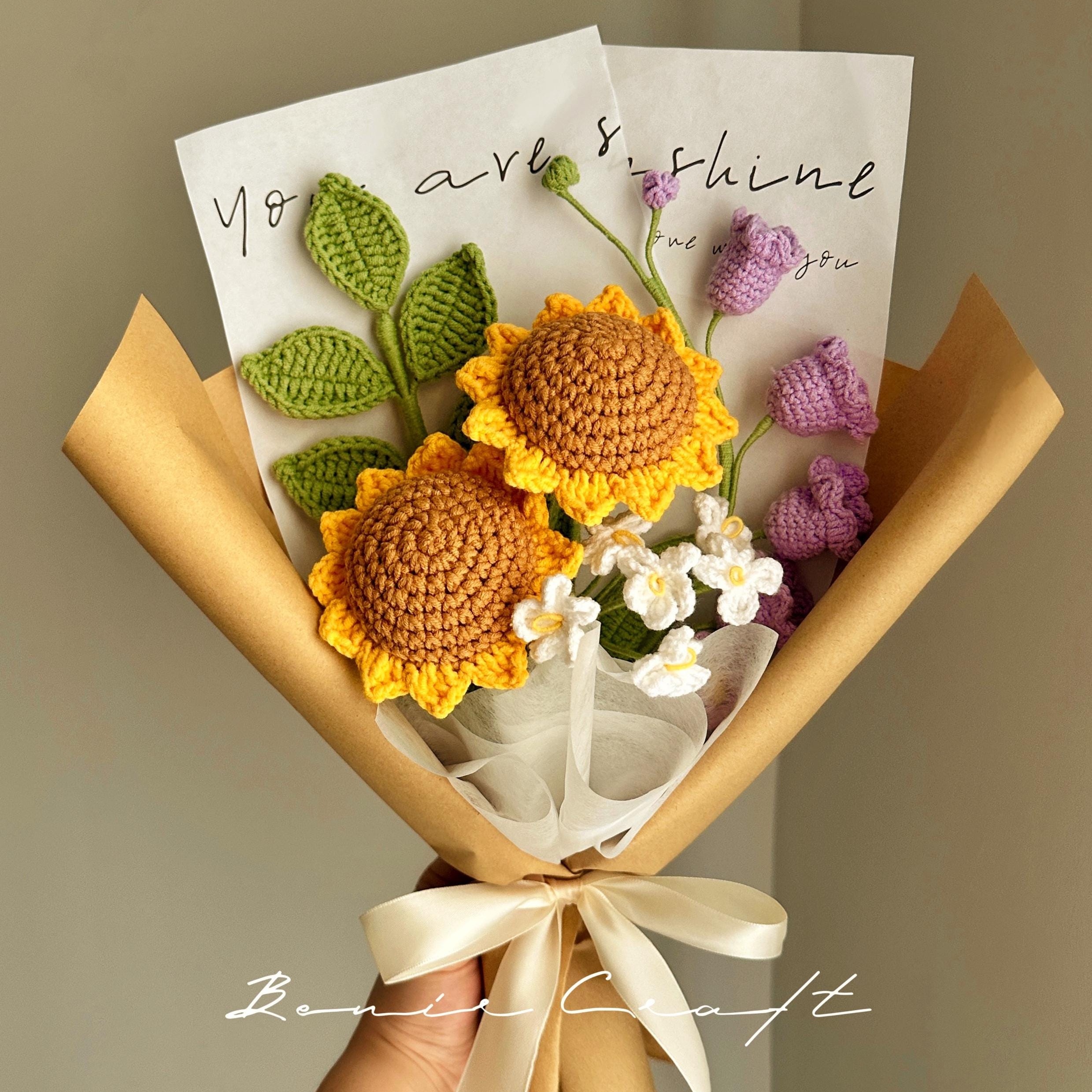 Handmade Crochet Sunflower Bouquet - 7 Styles | Sunflower Orange Pink | Forever Gift - 图片 4
