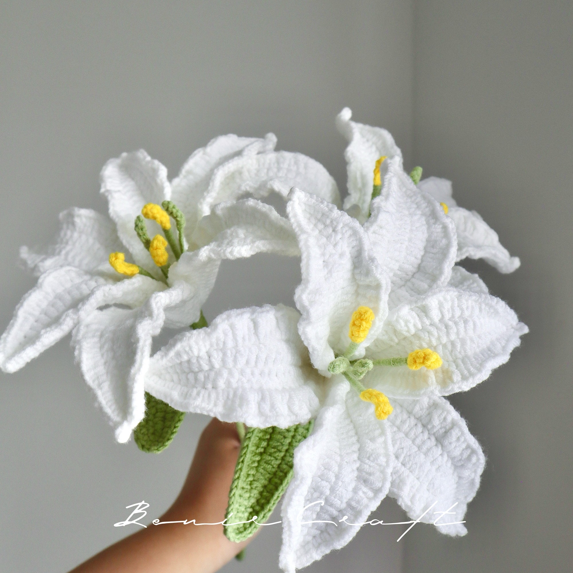 Handmade Crochet Lily Vase Arrangement - 4 Styles | White Pink Lily | Home Decor - 图片 6