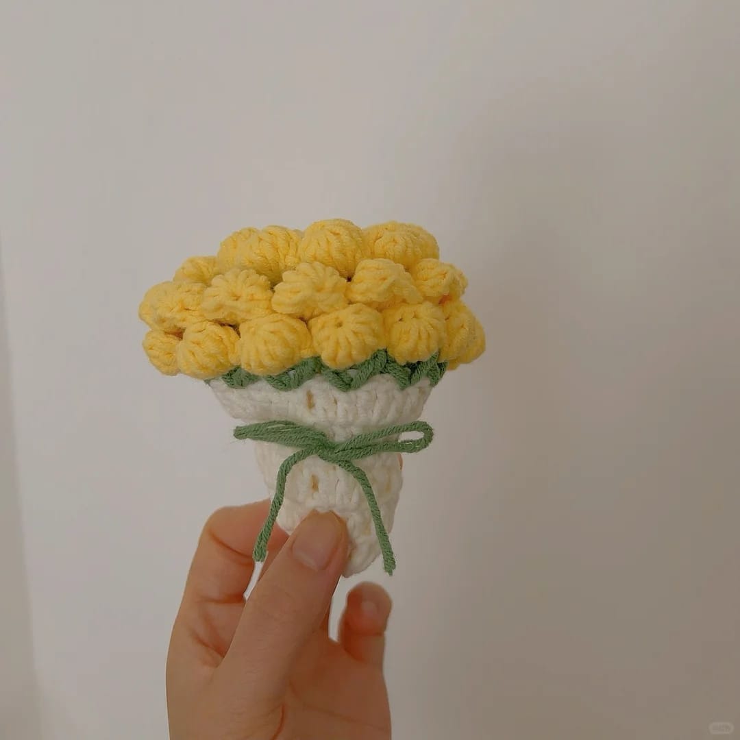 Finished crochet tulip coasters — set of matching pieces